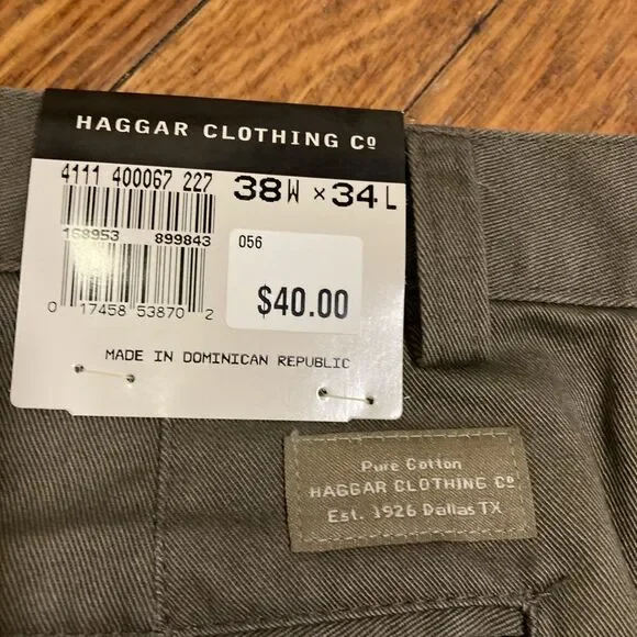 Haggar 38 x 34 Dress Pants Brown Wrinkle Free Relaxed Fit 38W x 34L 100% Cotton - Picture 3 of 5